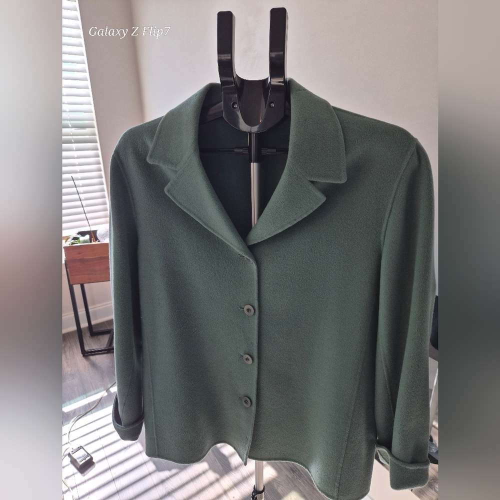 Talbots Petites 100% Wool Coat - Sage Green - Size 16P - Vintage - Picture 1 of 12